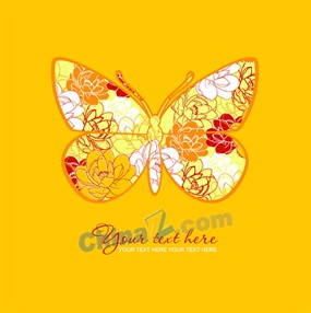 创意花卉花纹蝴蝶矢量素材